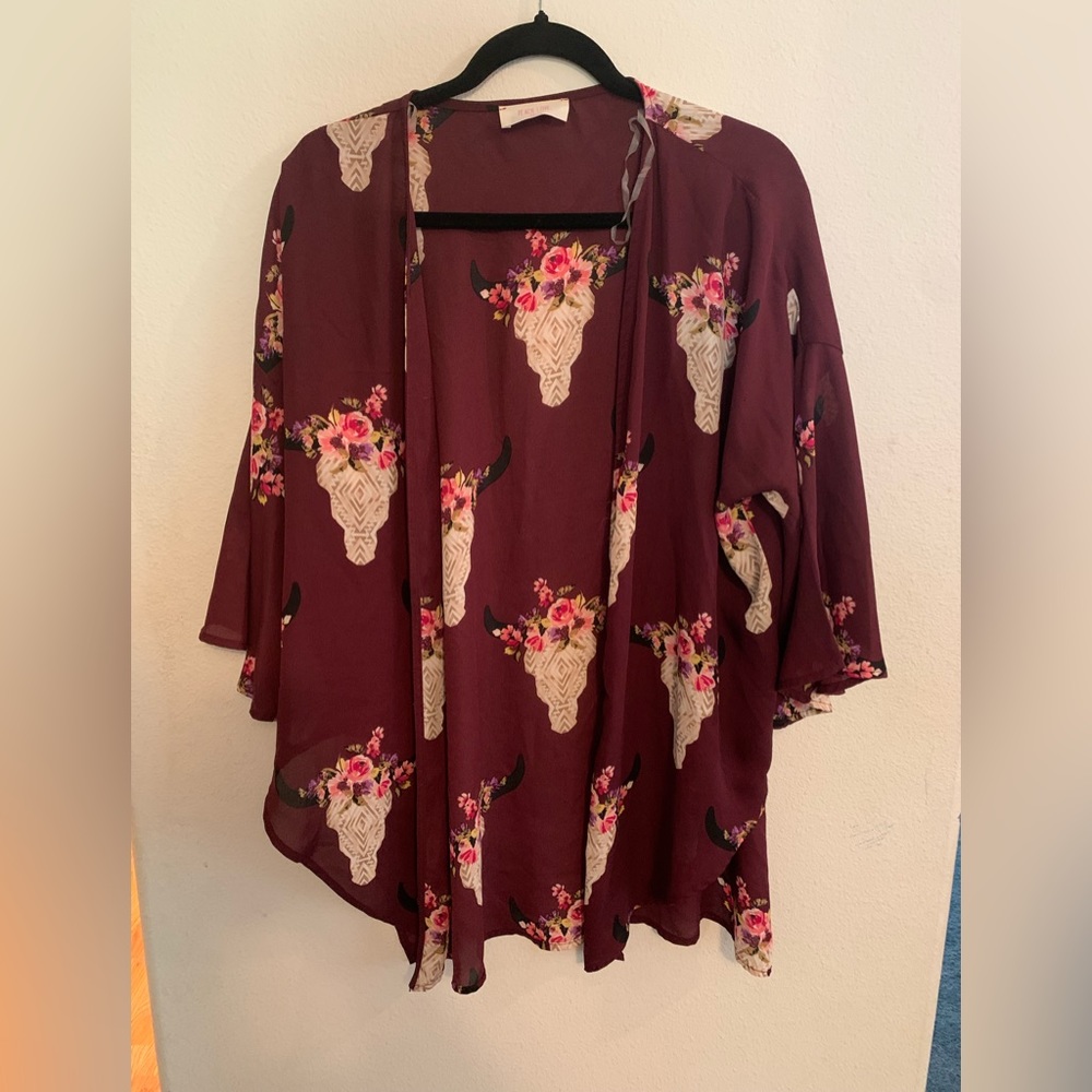 Cow skull Floral Kimono